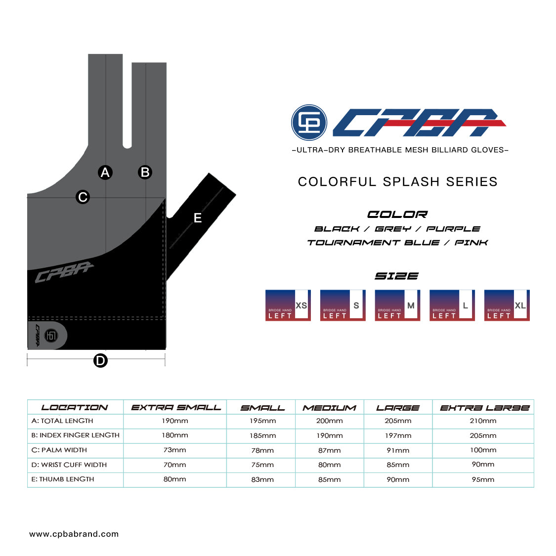 CPBA Billiard Glove Splash Series